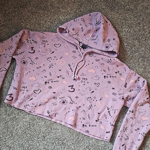 Juniors Crop/Oversized Hoodie Sz L - Picture 1 of 6